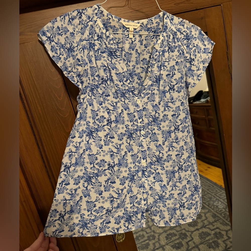 Rebecca Taylor Blue Floral Top, Size 8